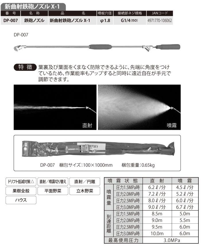 新曲射鉄砲ノズル X-1 DP-007 DP-007 | 株式会社工進【公式】