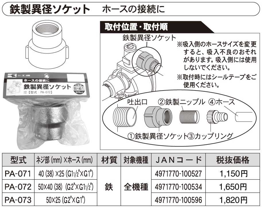 鉄製異径ソケット PA-072 | 株式会社工進【公式】