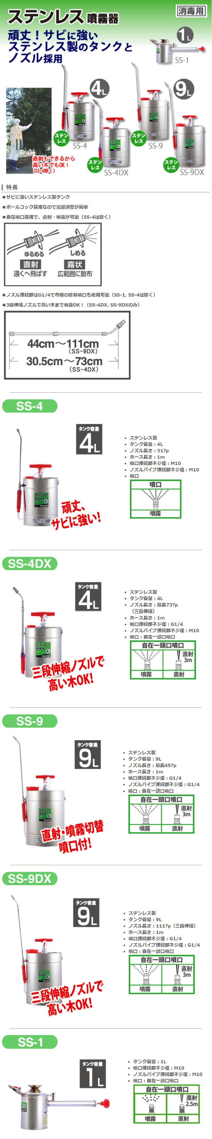 ステンレス噴霧器 SS-4DX(SS-4DX-AAA-1) SS-4DX | 株式会社工進【公式】